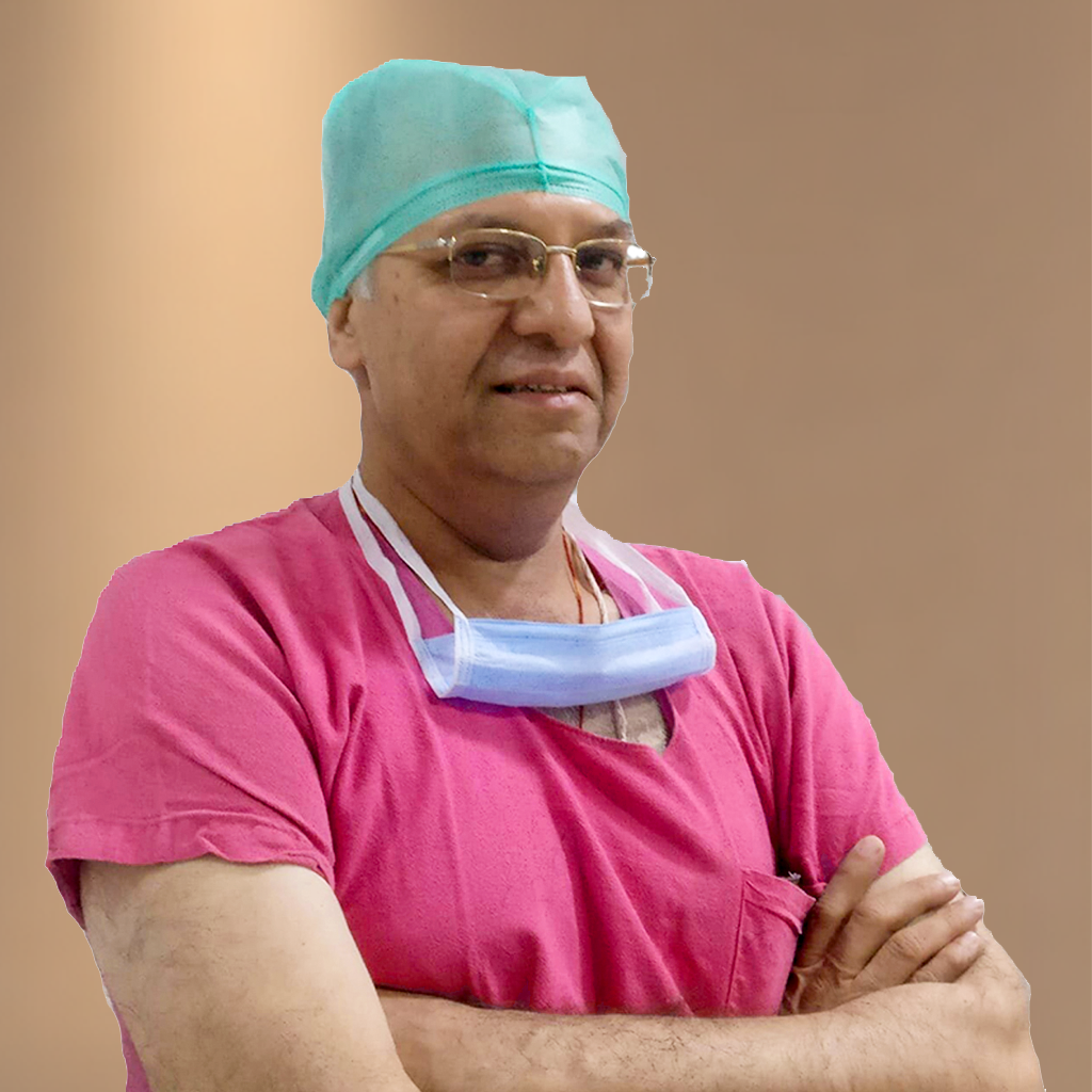 professional portrait of senior cardiac surgeon in white coat, stethoscope, confident smile, medical background