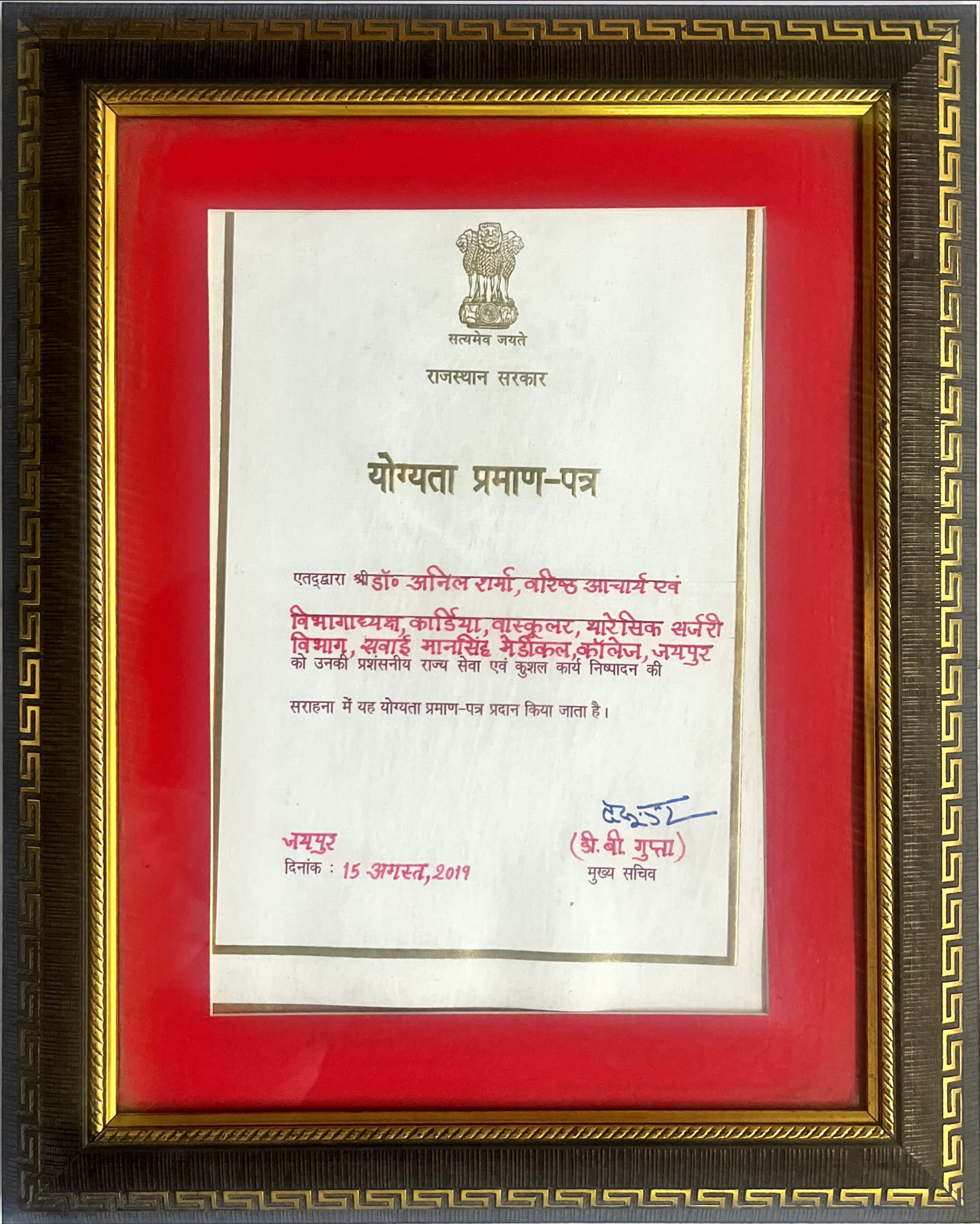 Award Certificate 2019